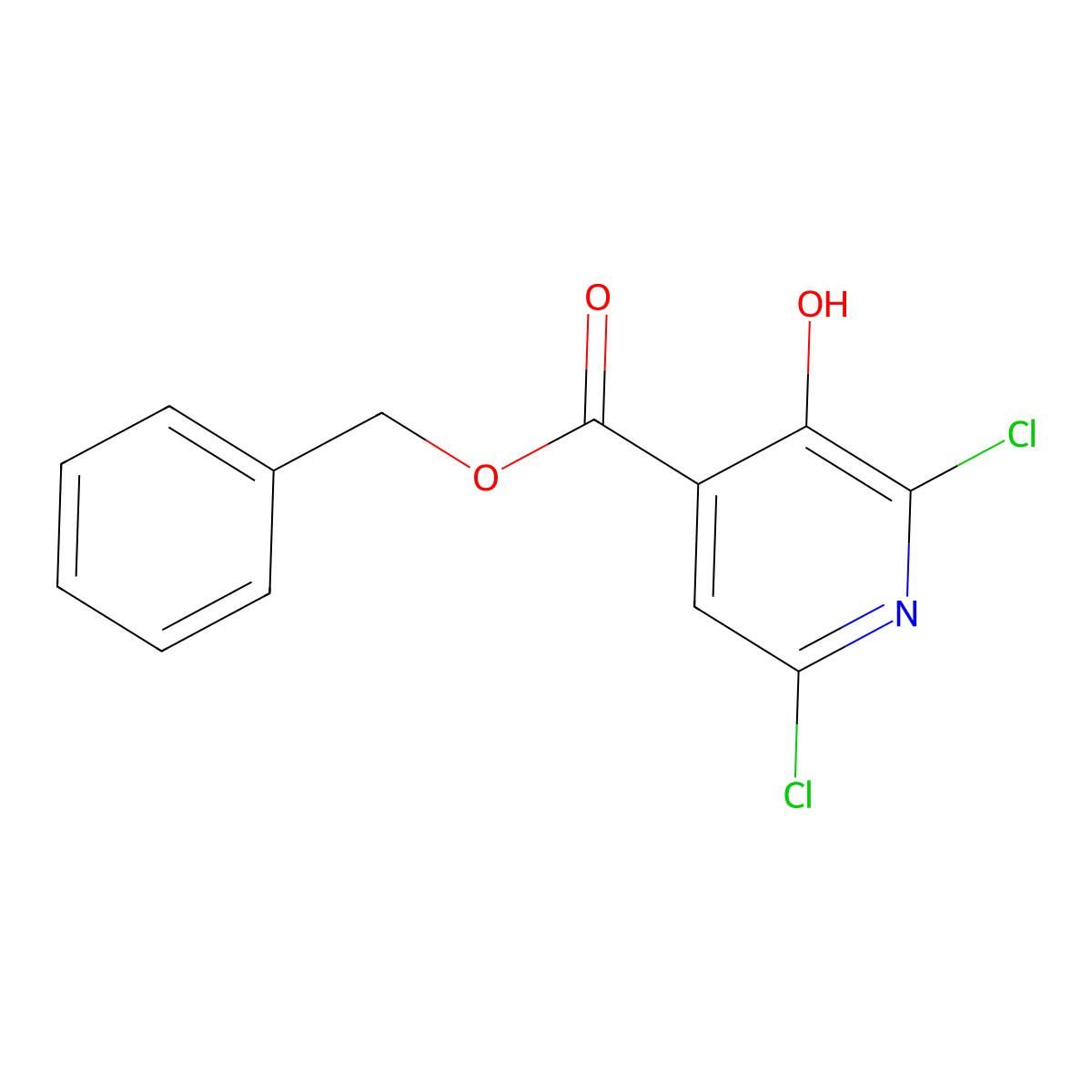 Benzyl 2,6-dichloro-3-hydroxyisonicotinate molecular structure, CAS 185423-00-1
