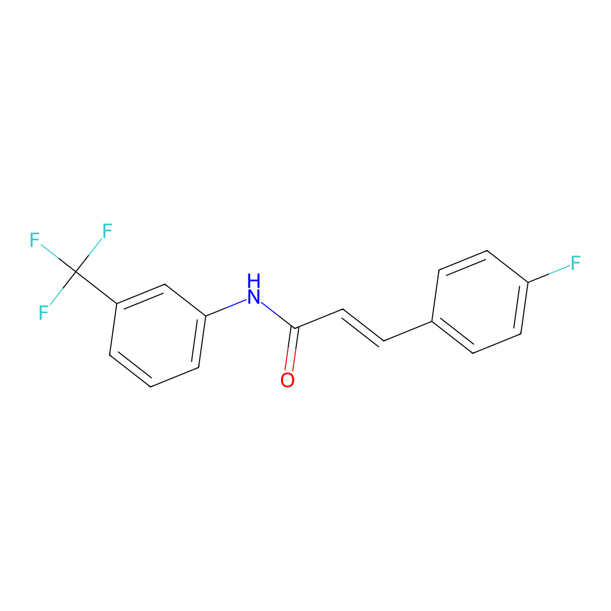 (2E)-3-(4-fluorophenyl)-N-[3-(trifluoromethyl)phenyl]prop-2-enamide molecular structure, CAS 185423-58-9