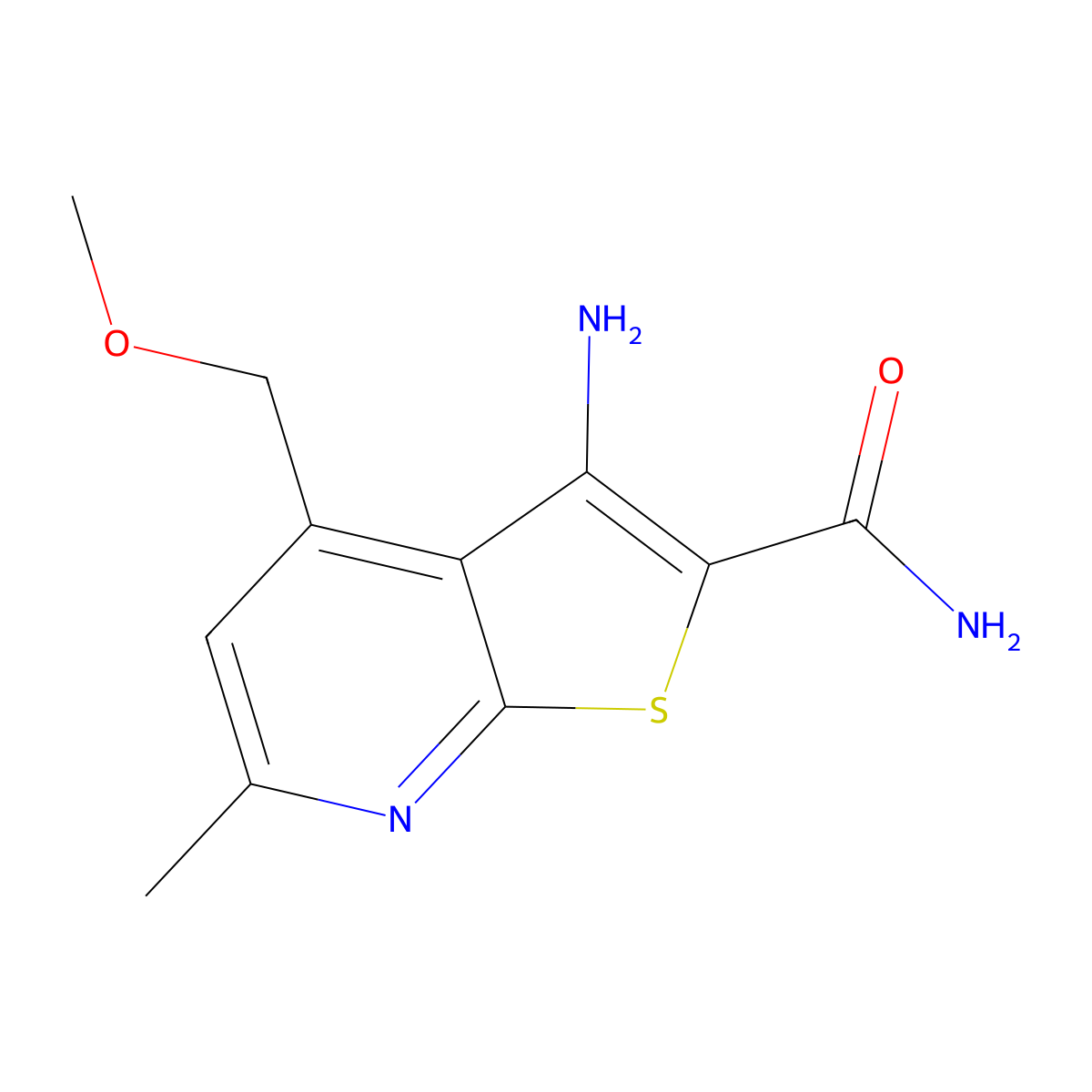 3-Amino-4-(methoxymethyl)-6-methylthieno[2,3-b]pyridine-2-carboxamide molecular structure, CAS 185430-52-8