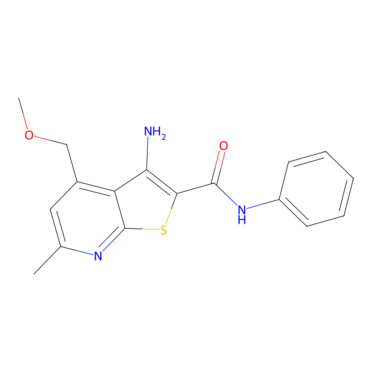 3-Amino-4-(methoxymethyl)-6-methyl-N-phenylthieno[2,3-b]pyridine-2-carboxamide molecular structure, CAS 185430-54-0
