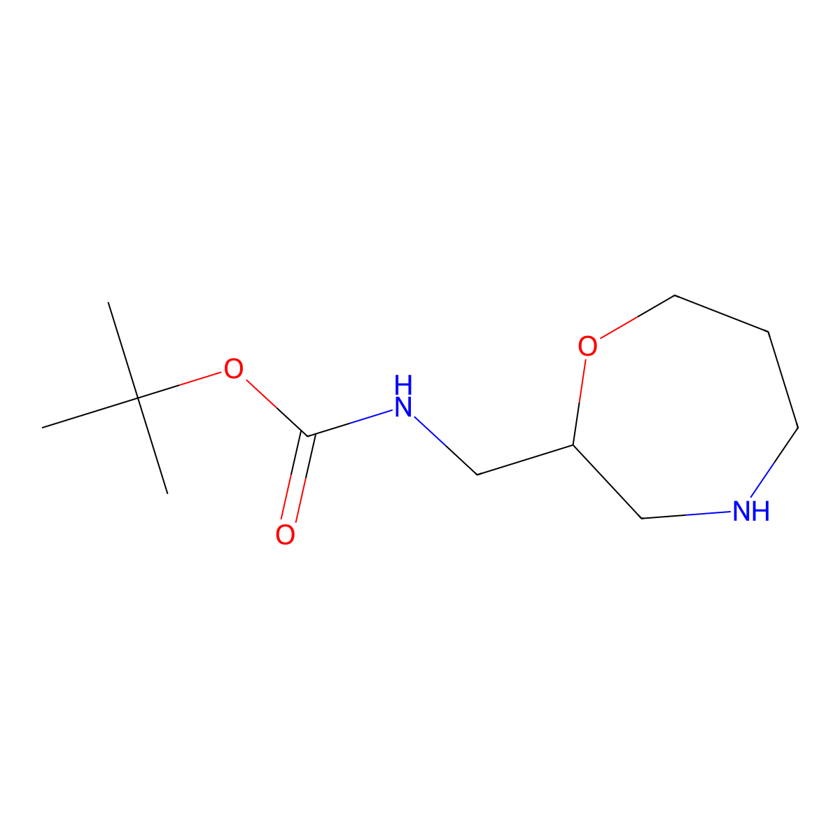 tert-butyl N-[(1,4-oxazepan-2-yl)methyl]carbamate molecular structure, CAS 1854332-36-7