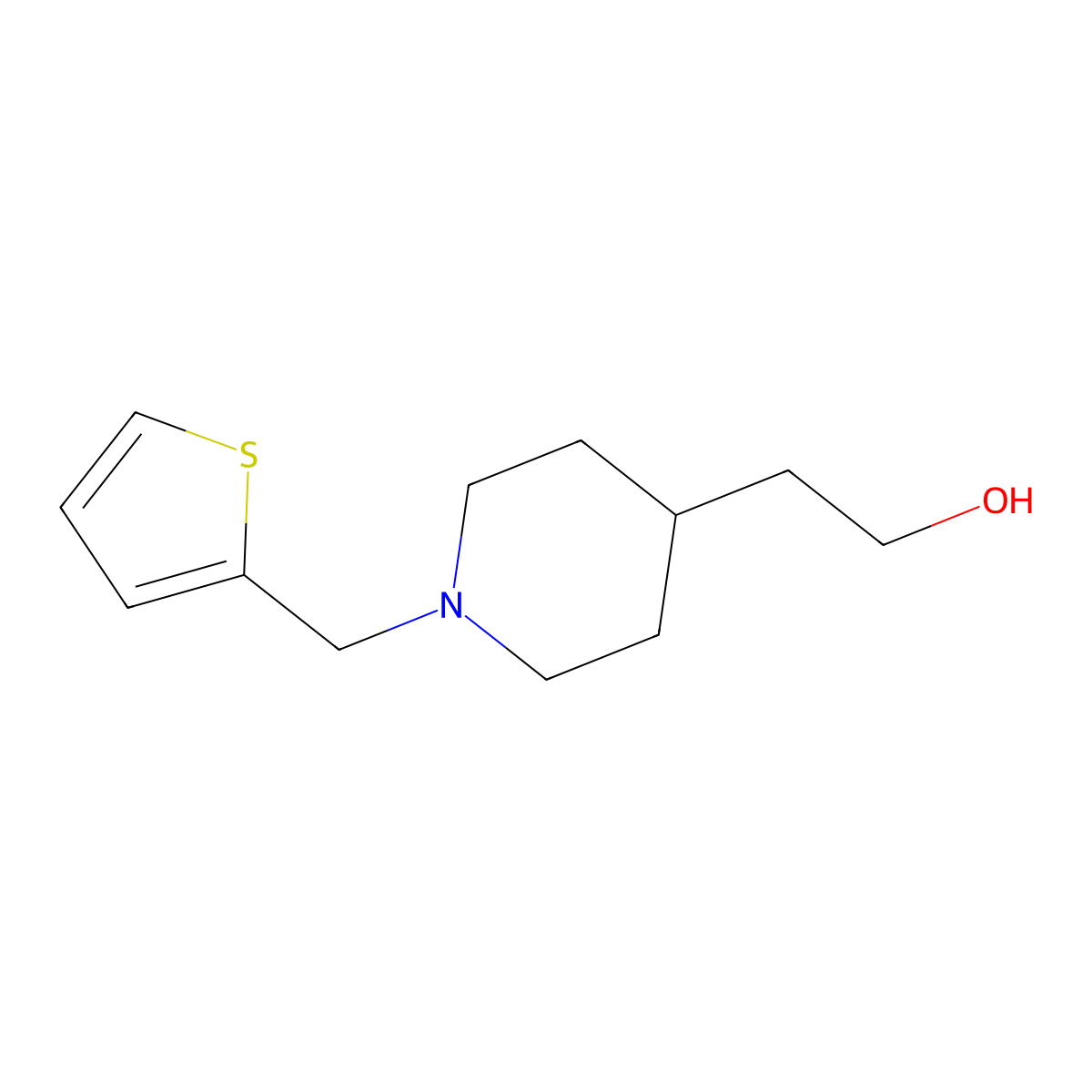2-(1-(Thiophen-2-ylmethyl)piperidin-4-yl)ethan-1-ol molecular structure, CAS 185434-59-7