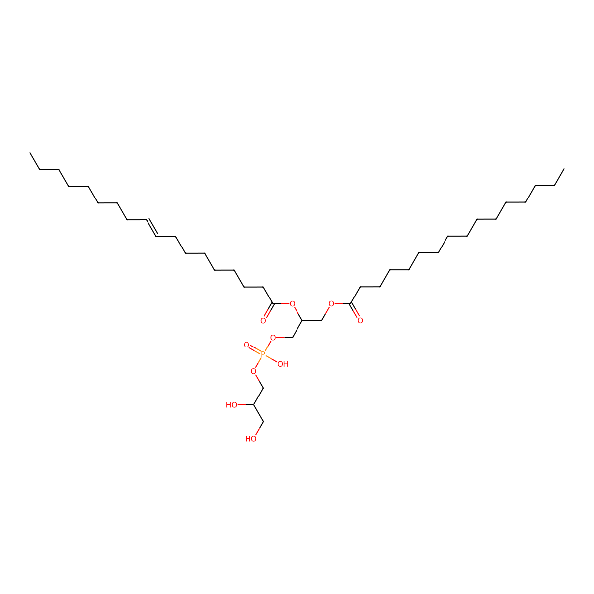 1-Palmitoyl-2-oleoyl-sn-glycero-3-(phospho-rac-(1-glycerol)) molecular structure, CAS 185435-28-3