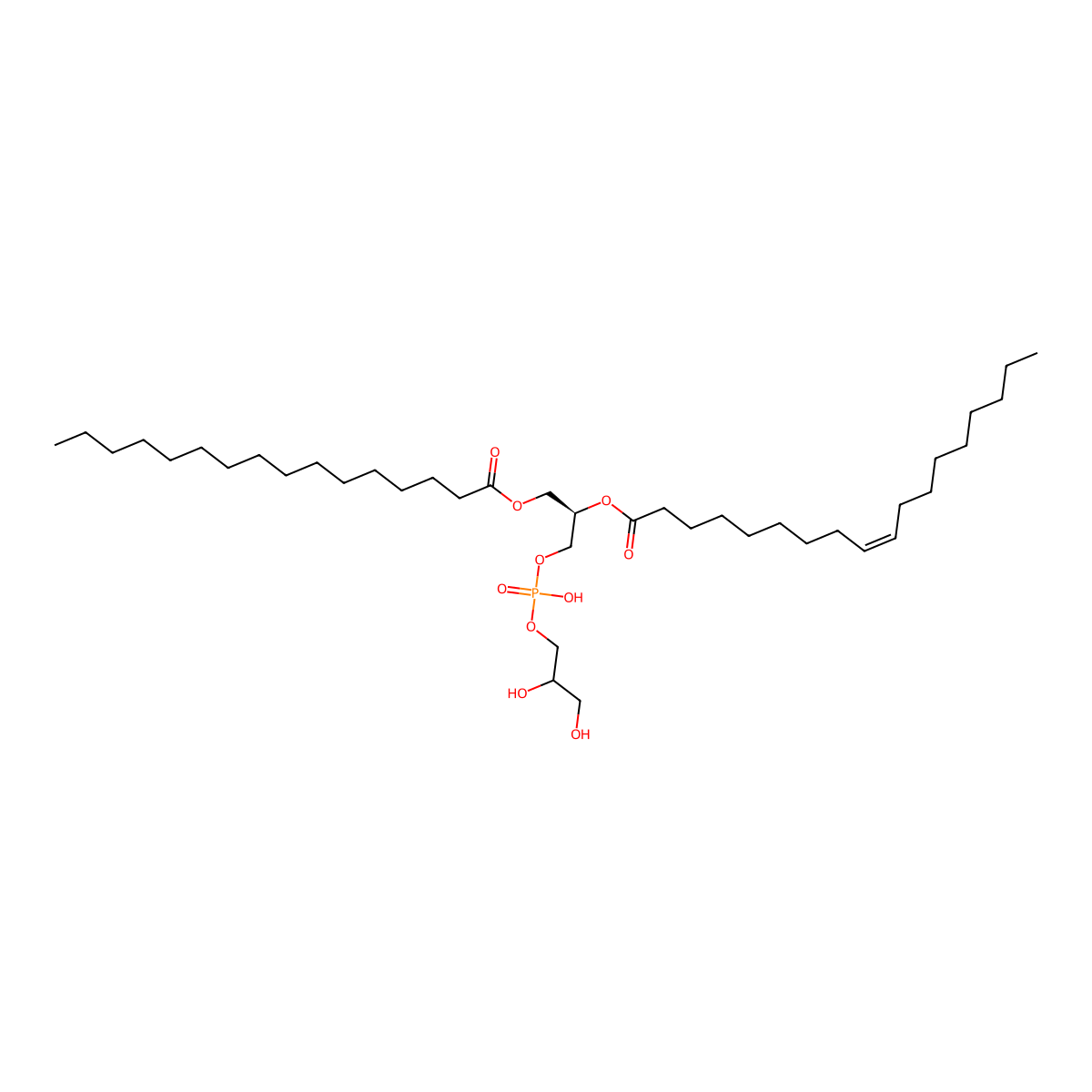 1-Palmitoyl-2-oleoyl-sn-glycero-3-(phospho-rac-(1-glycerol)) molecular structure, CAS 185435-28-3
