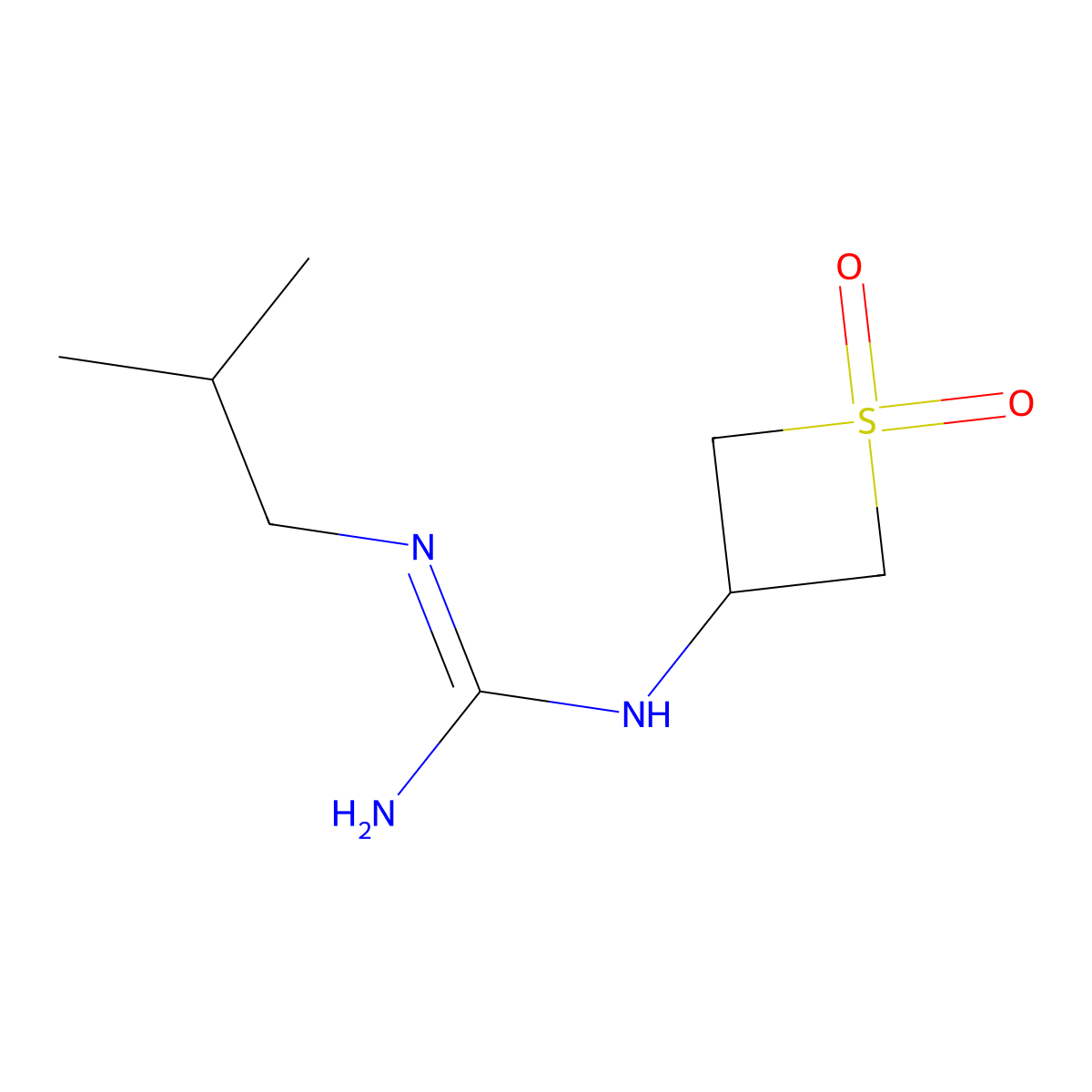 1-(1,1-Dioxidothietan-3-yl)-3-isobutylguanidine molecular structure, CAS 1854356-62-9
