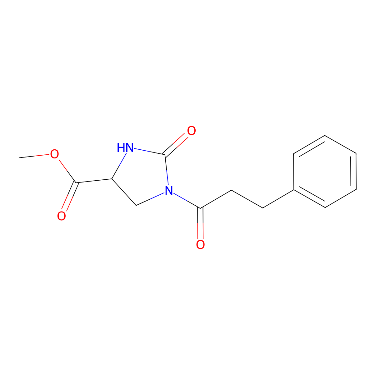 Methyl 2-oxo-1-(3-phenylpropanoyl)imidazolidine-4-carboxylate molecular structure, CAS 185437-81-4