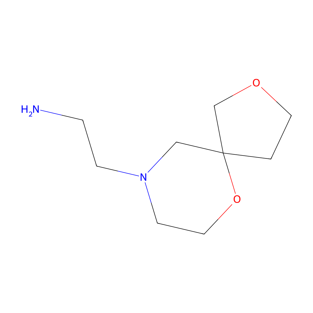 2-(2,6-Dioxa-9-azaspiro(4.5)decan-9-yl)ethan-1-amine molecular structure, CAS 1854376-05-8