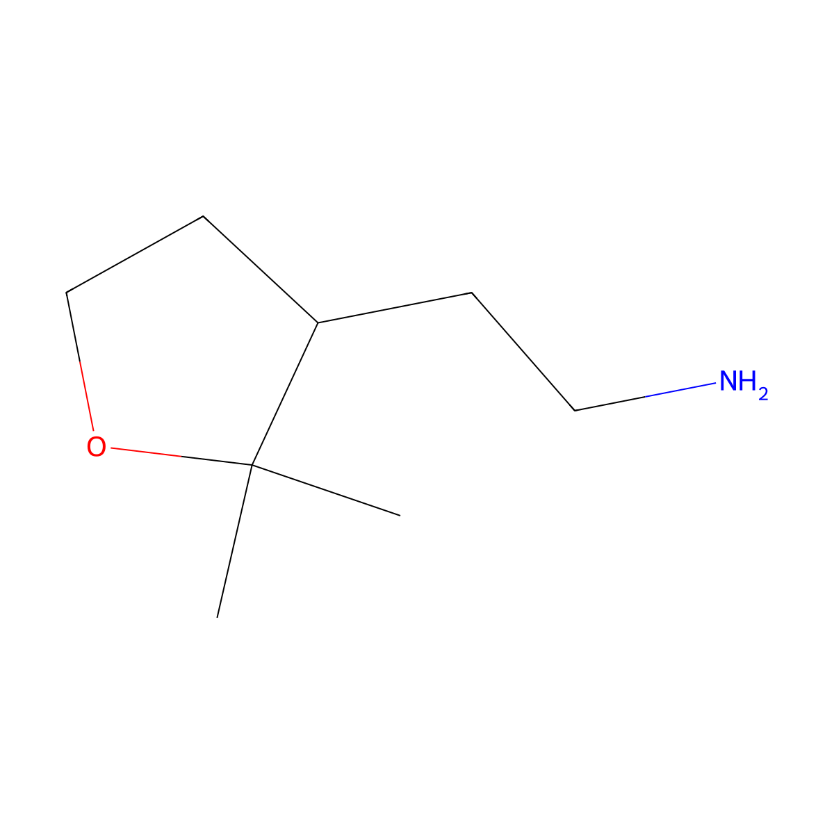 2-(2,2-Dimethyloxolan-3-yl)ethan-1-amine molecular structure, CAS 1854481-69-8
