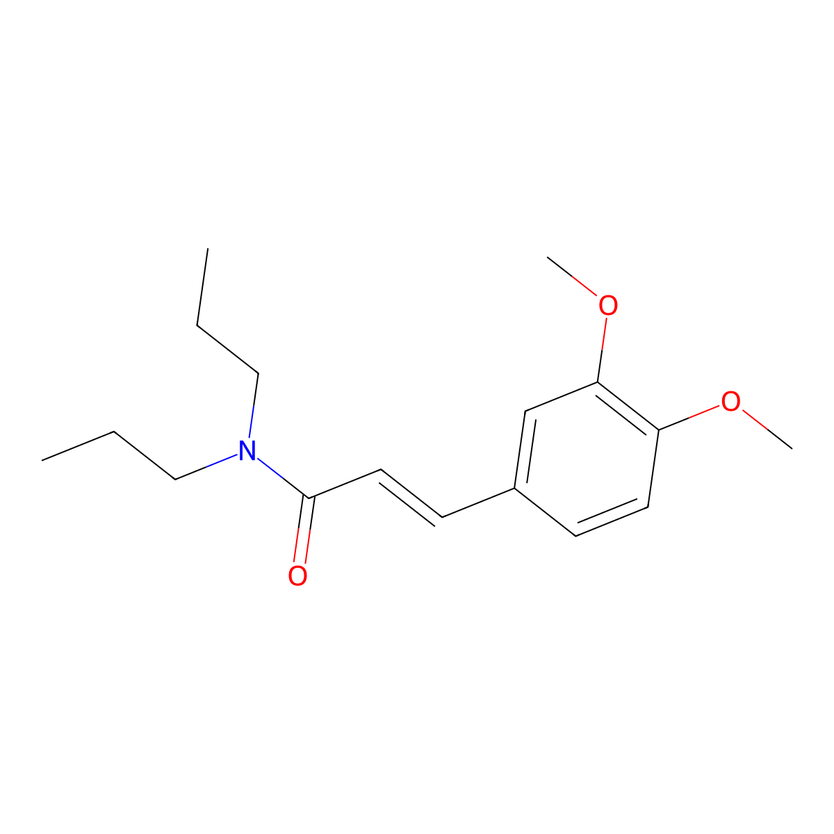 2-Propenamide, 3-(3,4-dimethoxyphenyl)-N,N-dipropyl- molecular structure, CAS 185449-28-9