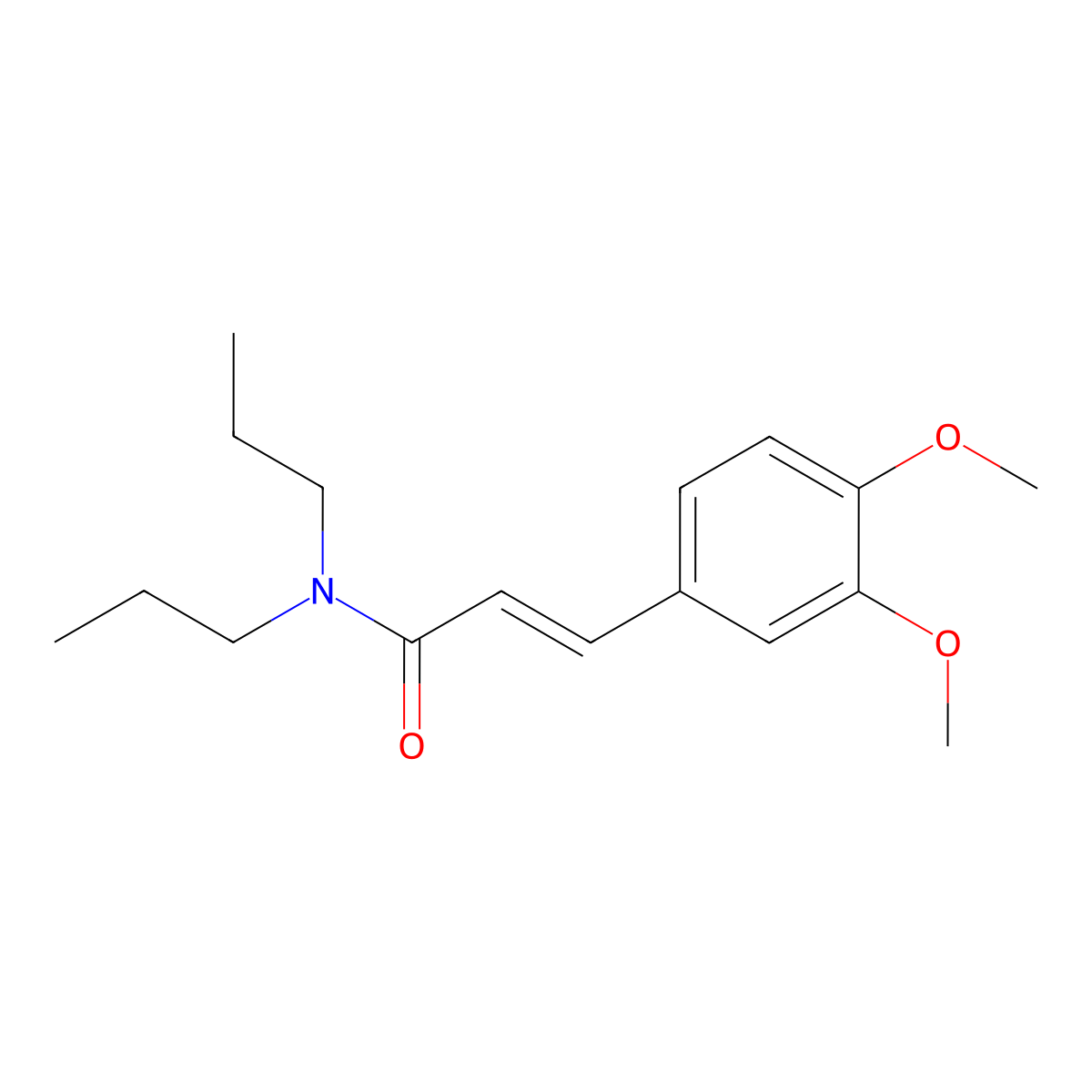 2-Propenamide, 3-(3,4-dimethoxyphenyl)-N,N-dipropyl- molecular structure, CAS 185449-28-9