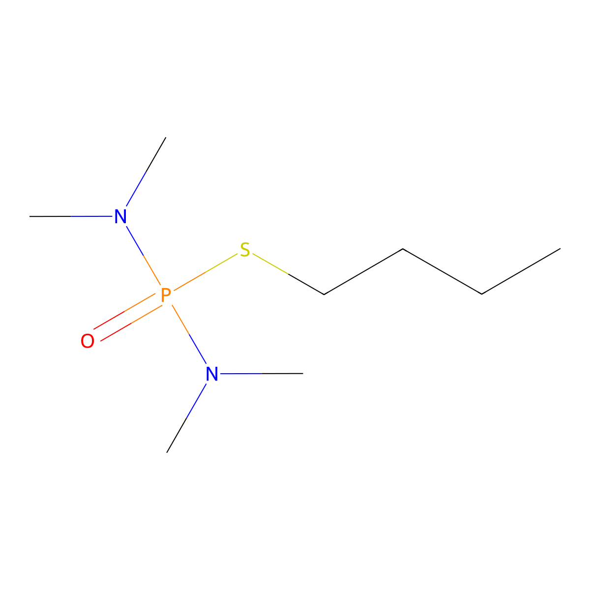 Phosphorodiamidothioic acid, tetramethyl-, S-butyl ester molecular structure, CAS 18545-48-7