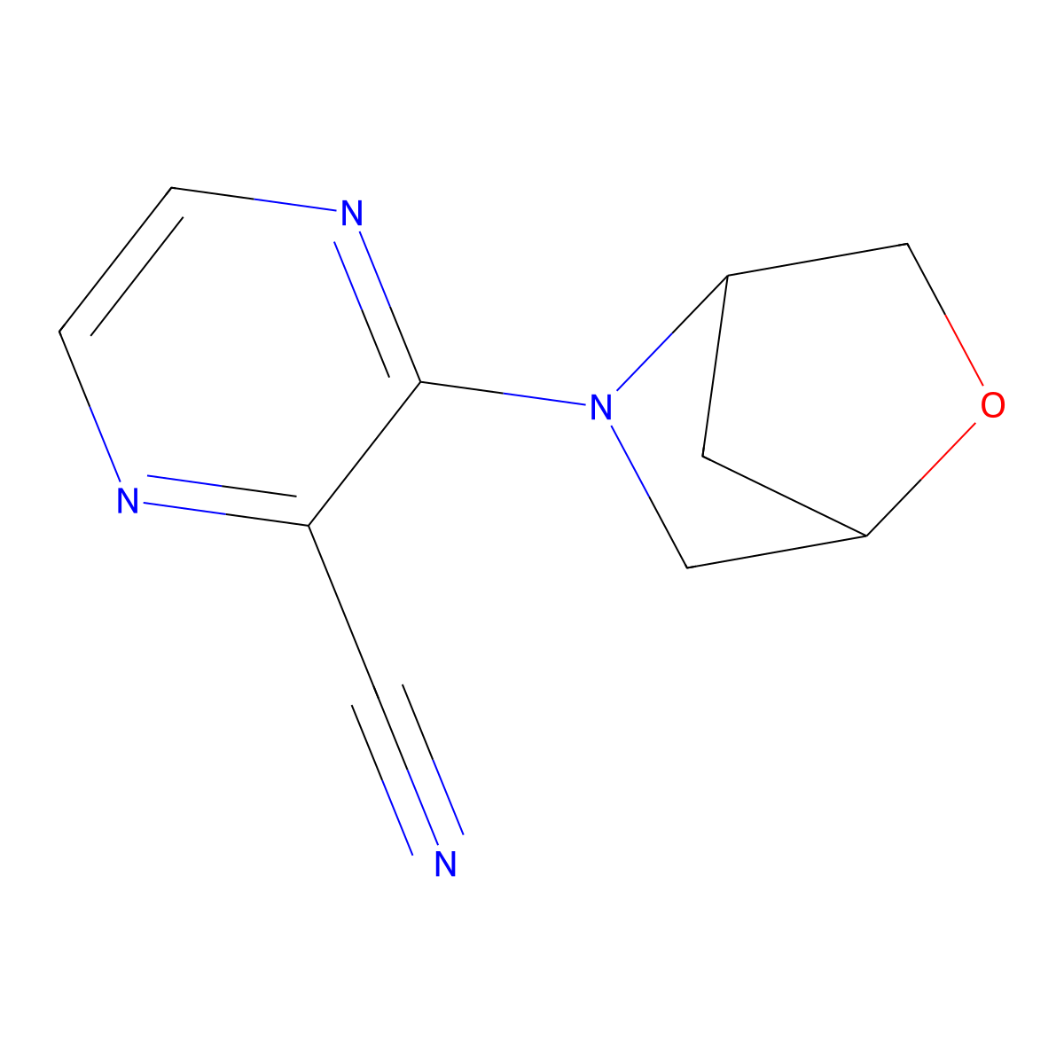 3-{2-Oxa-5-azabicyclo[2.2.1]heptan-5-yl}pyrazine-2-carbonitrile molecular structure, CAS 1854504-78-1