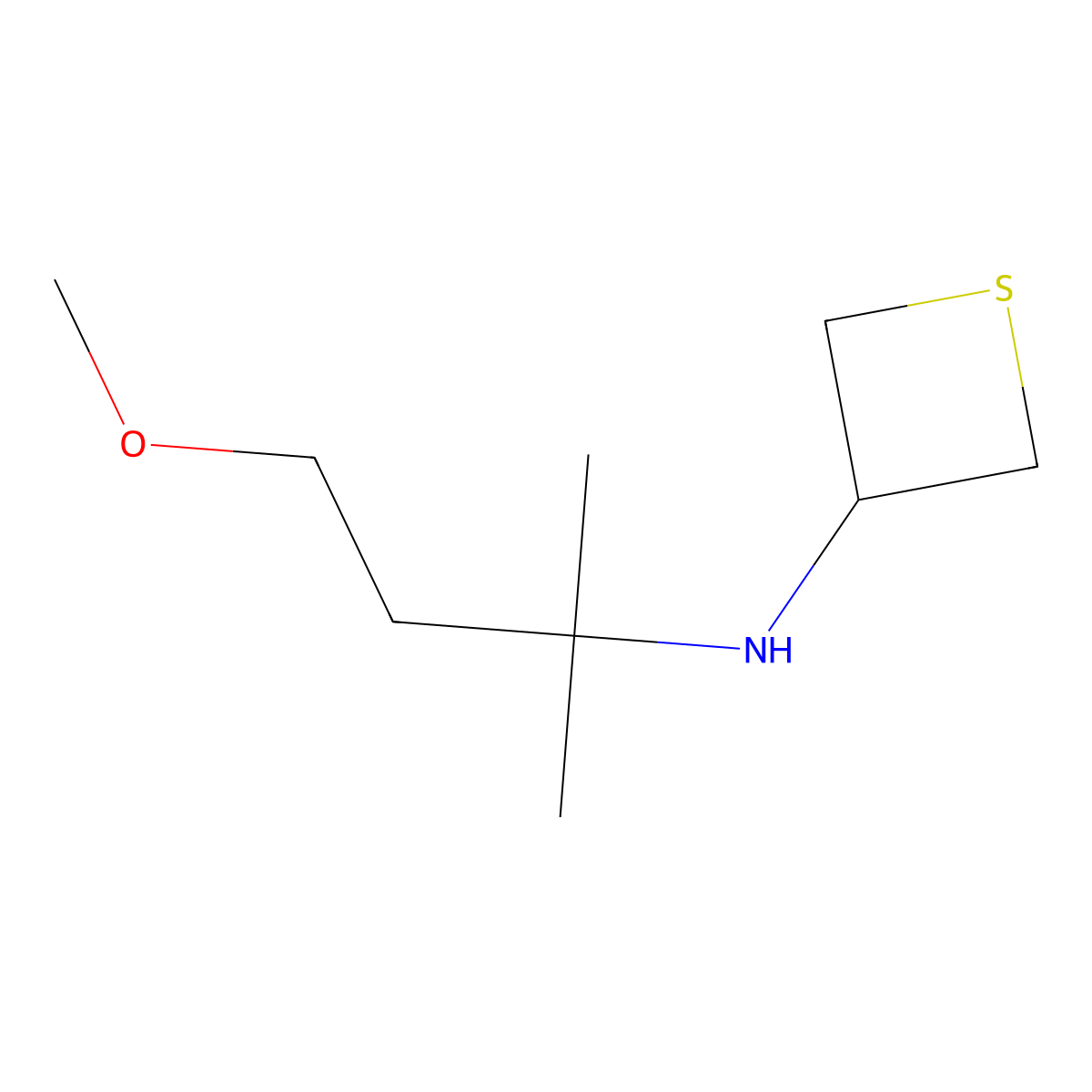 N-(4-Methoxy-2-methylbutan-2-yl)thietan-3-amine molecular structure, CAS 1854521-80-4