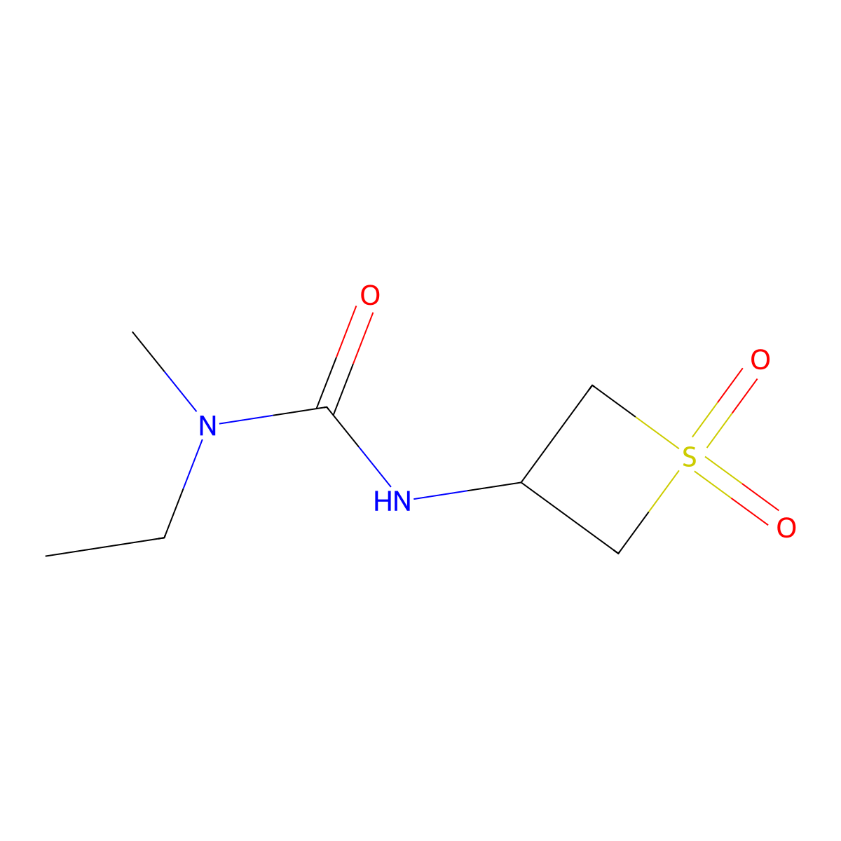 3-(1,1-Dioxidothietan-3-yl)-1-ethyl-1-methylurea molecular structure, CAS 1854524-55-2