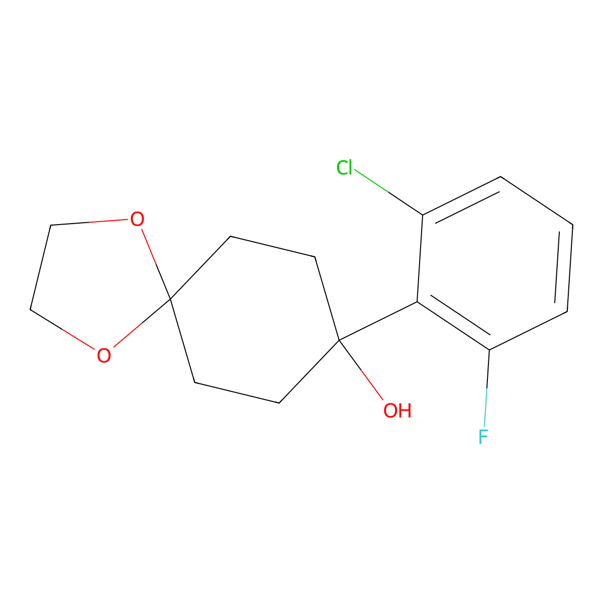 8-(2-Chloro-6-fluorophenyl)-1,4-dioxaspiro[4.5]decan-8-ol molecular structure, CAS 1854668-17-9
