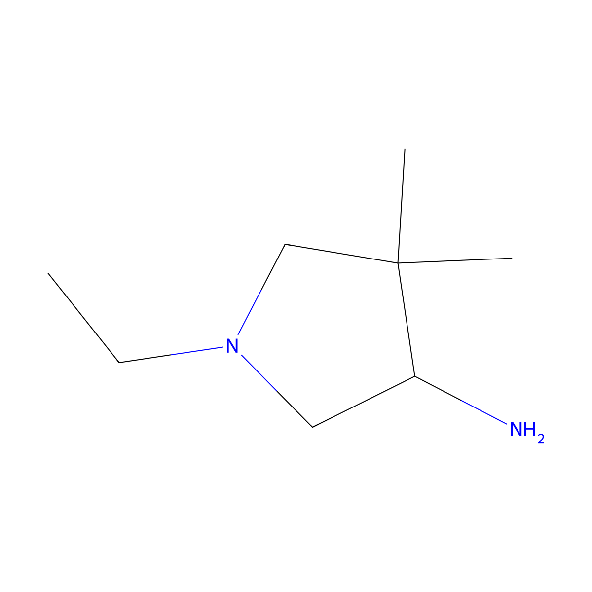 1-Ethyl-4,4-dimethylpyrrolidin-3-amine molecular structure, CAS 1854774-93-8