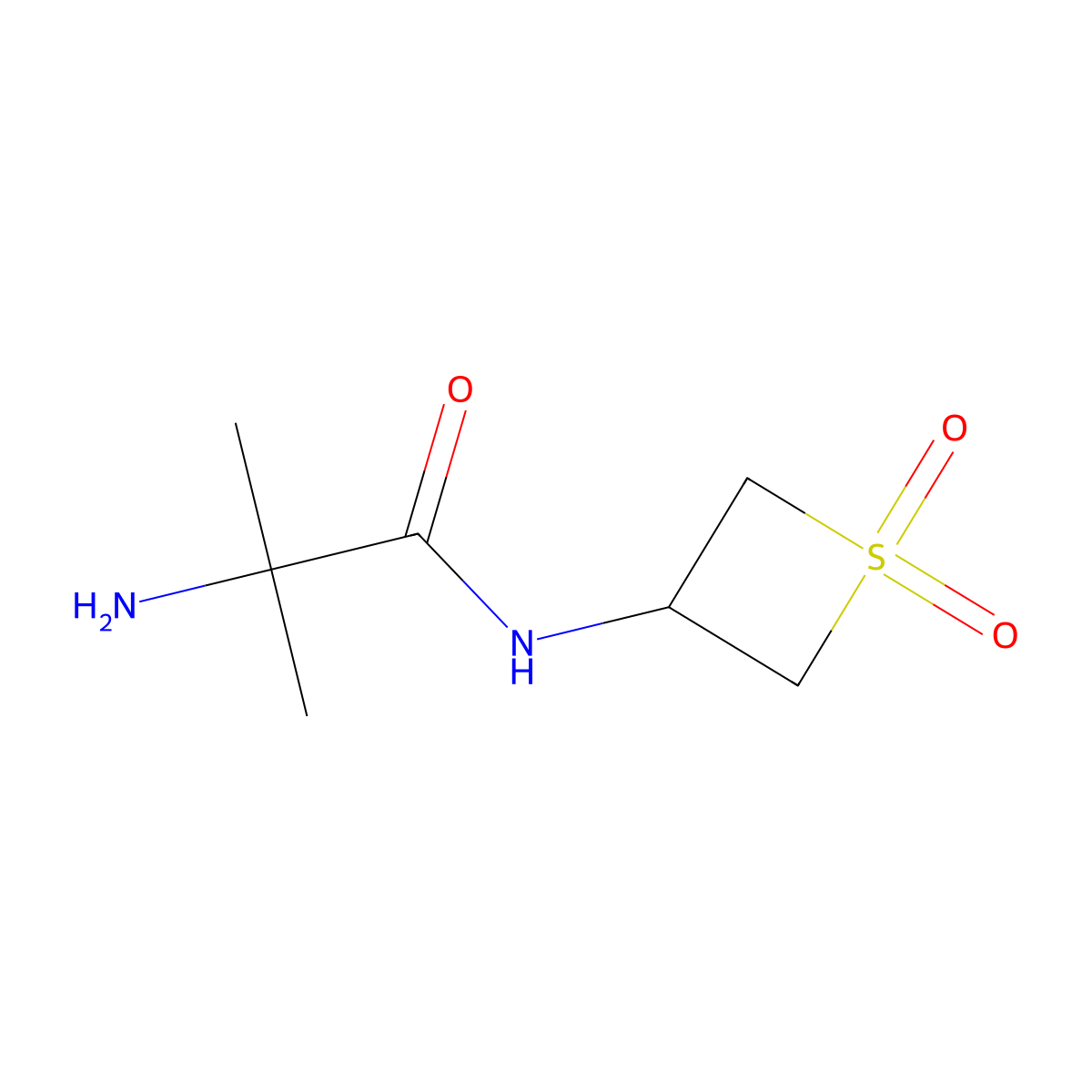 2-Amino-N-(1,1-dioxidothietan-3-yl)-2-methylpropanamide molecular structure, CAS 1854819-88-7