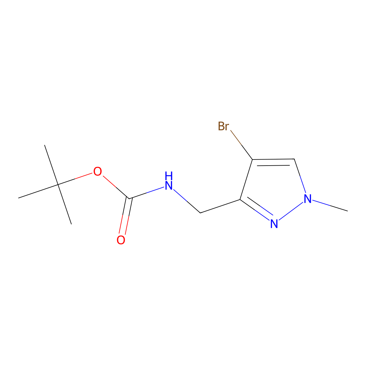 tert-Butyl ((4-bromo-1-methyl-1H-pyrazol-3-yl)methyl)carbamate molecular structure, CAS 1854825-99-2