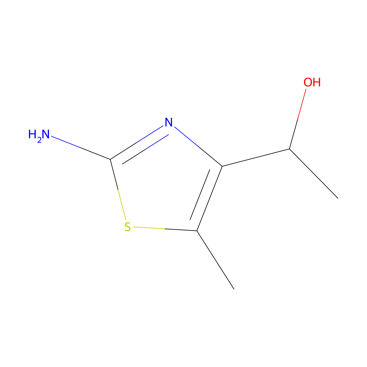 1-(2-Amino-5-methylthiazol-4-yl)ethan-1-ol molecular structure, CAS 1854883-04-7