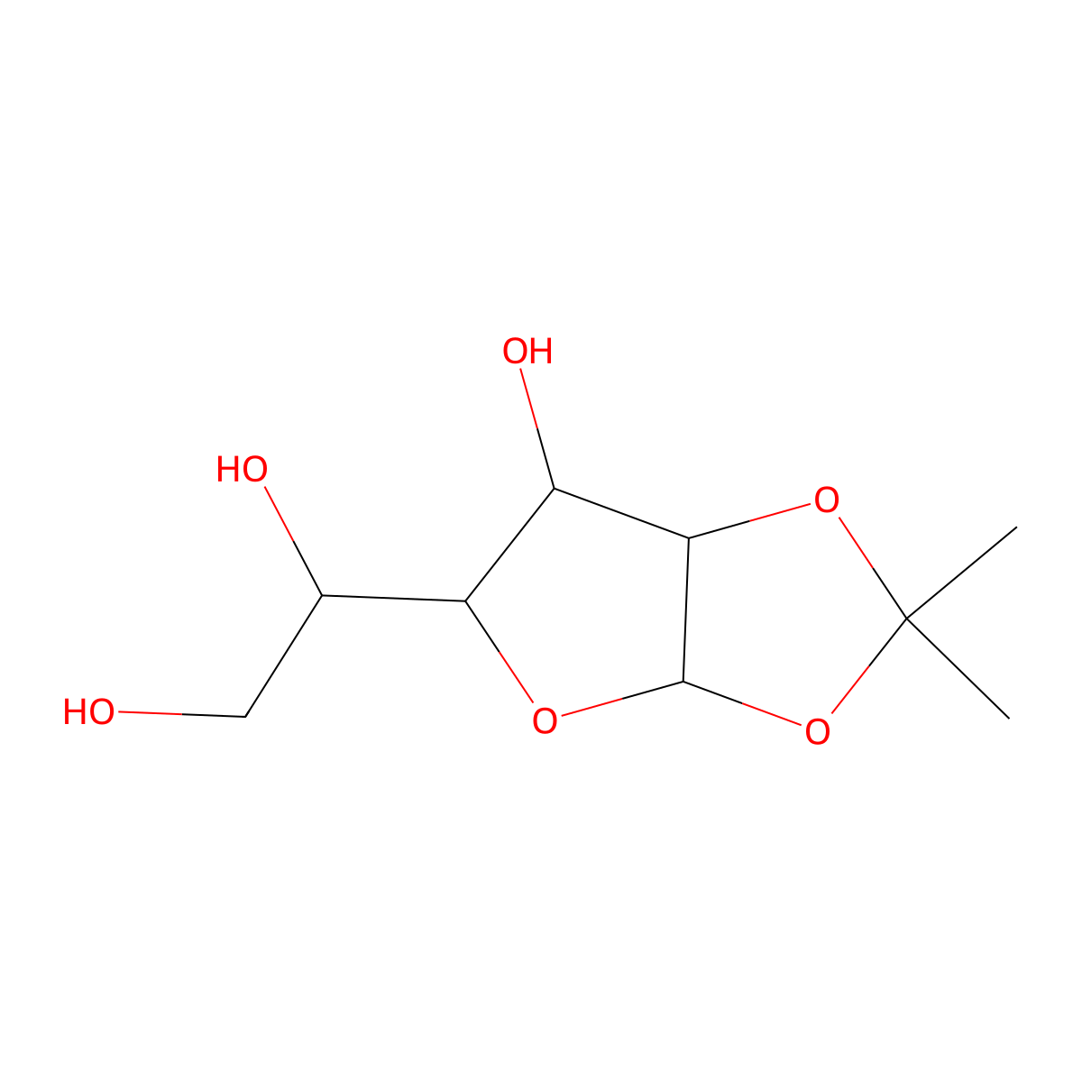 1,2-O-Isopropylidene-alpha-D-glucofuranose molecular structure, CAS 18549-40-1