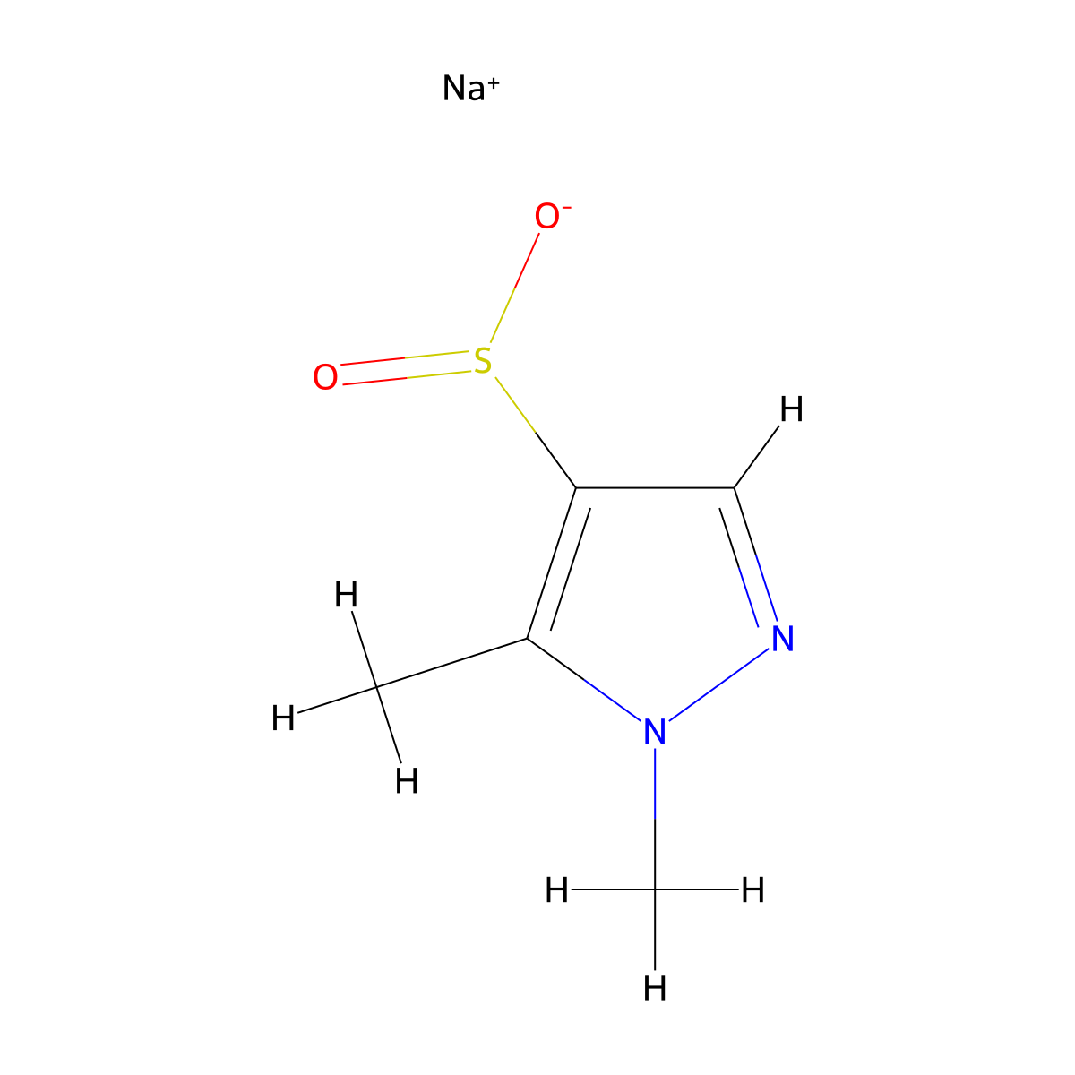 sodium 1,5-dimethyl-1H-pyrazole-4-sulfinate molecular structure, CAS 1854908-42-1