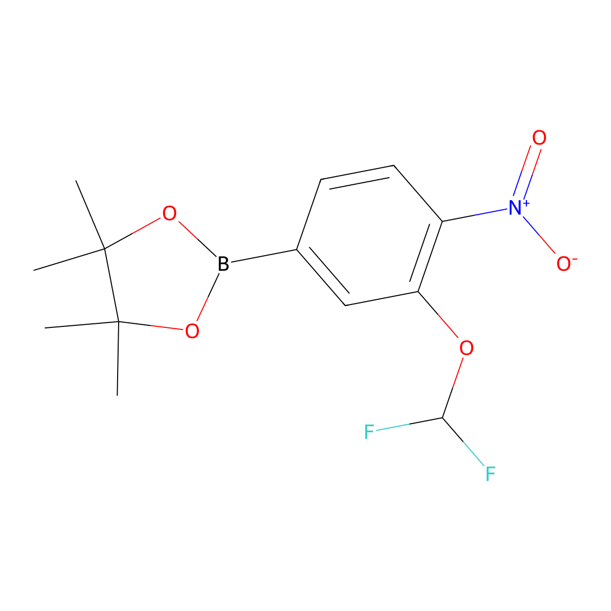 2-(3-(Difluoromethoxy)-4-nitrophenyl)-4,4,5,5-tetramethyl-1,3,2-dioxaborolane molecular structure, CAS 1854944-10-7