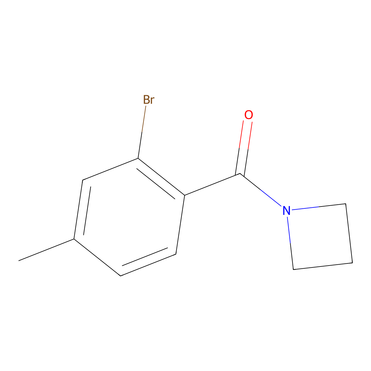 Azetidin-1-yl(2-bromo-4-methylphenyl)methanone molecular structure, CAS 1854957-66-6
