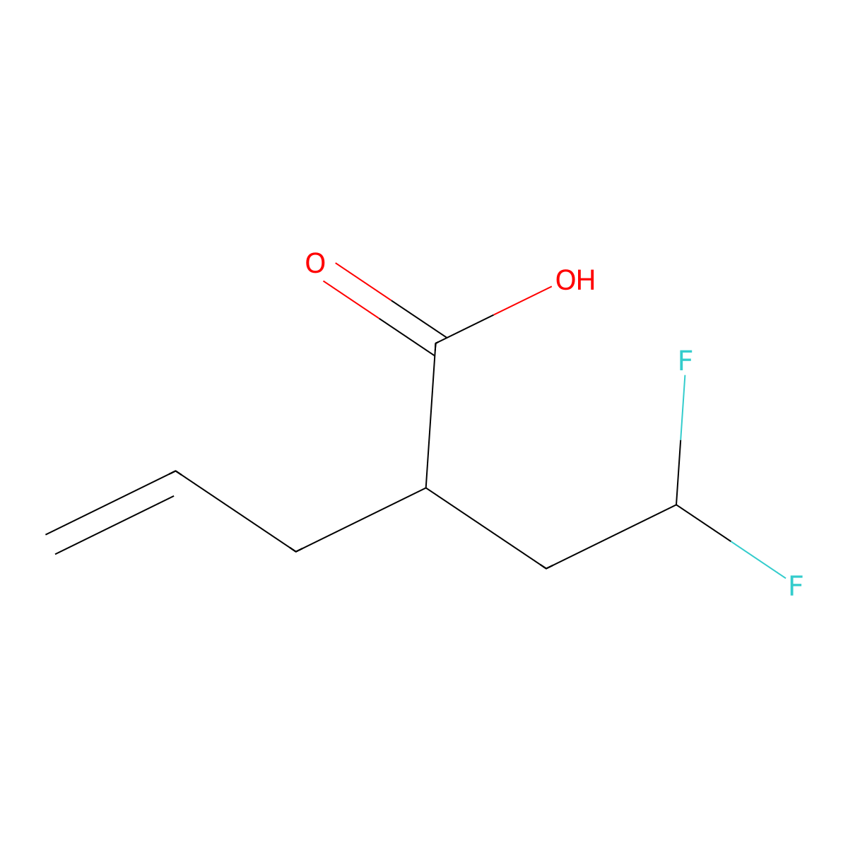 2-(2,2-Difluoroethyl)pent-4-enoic acid molecular structure, CAS 1854991-42-6