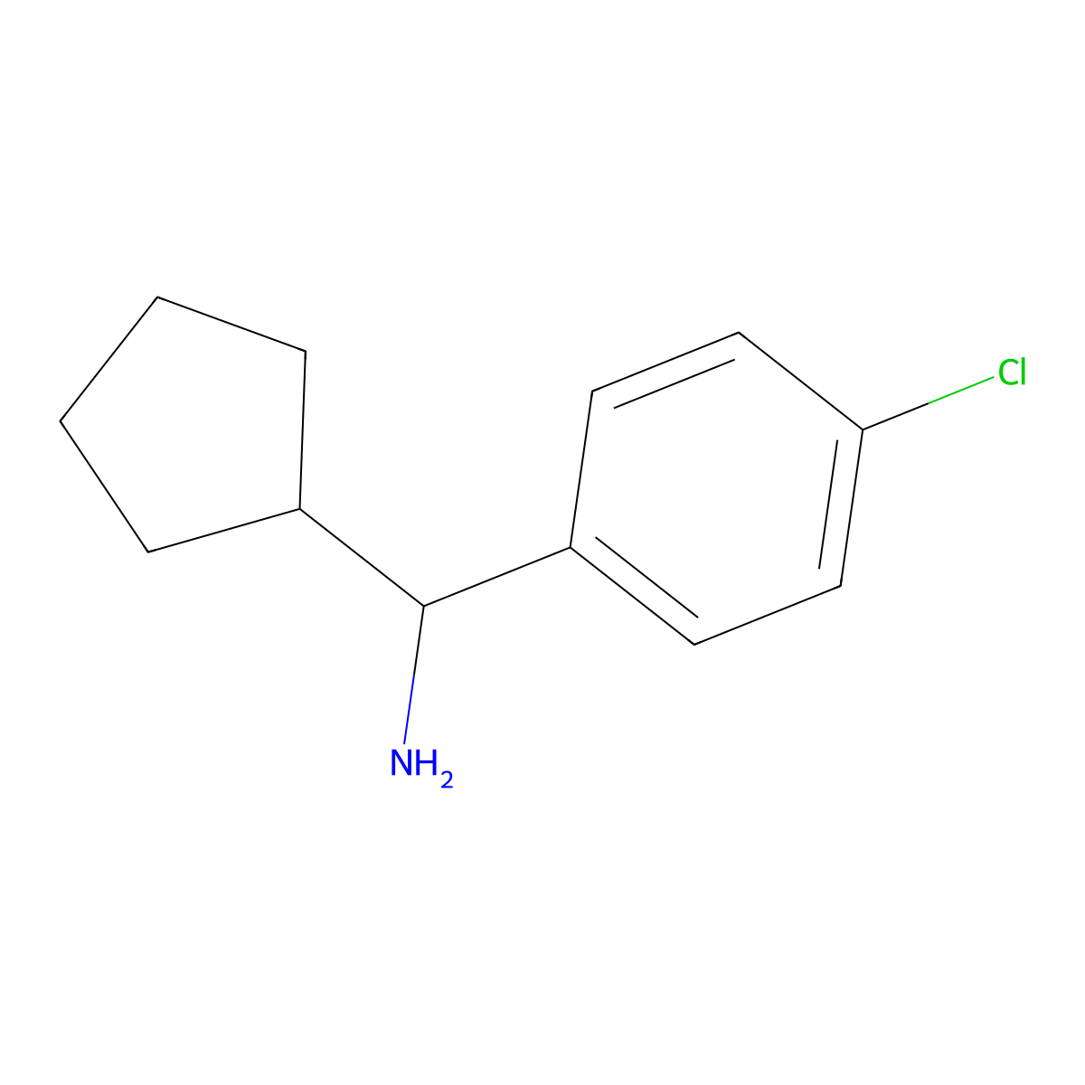(4-Chlorophenyl)(cyclopentyl)methanamine molecular structure, CAS 1855-37-4