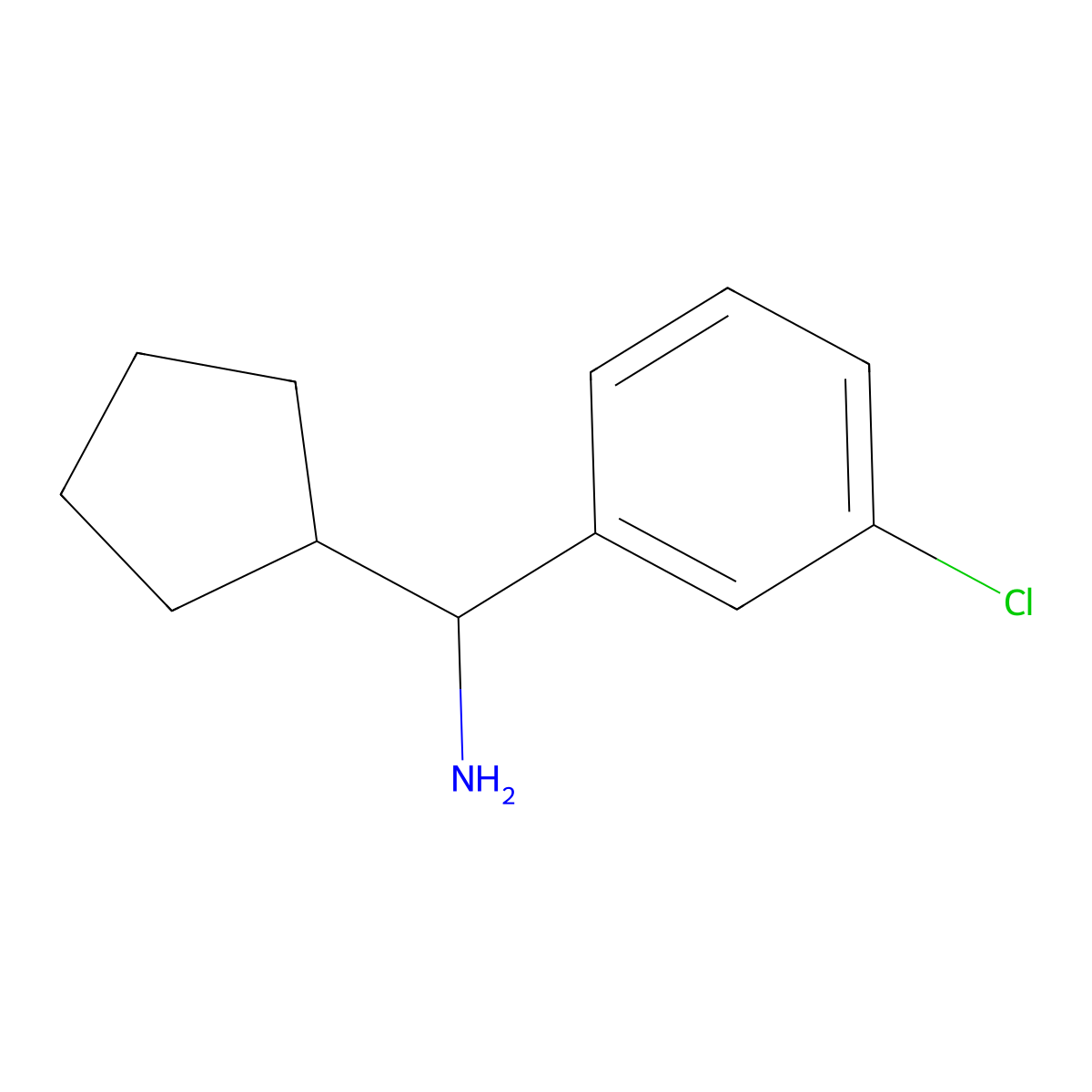 (3-Chlorophenyl)(cyclopentyl)methanamine molecular structure, CAS 1855-39-6