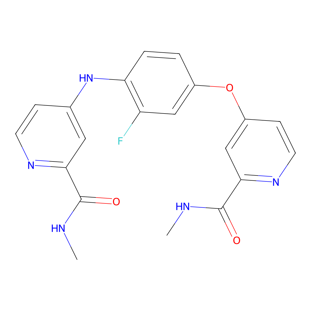 4-(3-fluoro-4-((2-(methylcarbamoyl)pyridin-4-yl)amino)phenoxy)-N-methylpicolinamide molecular structure, CAS 1855006-12-0