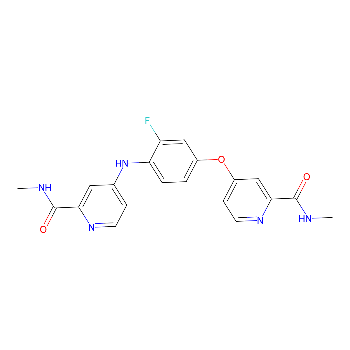 4-(3-fluoro-4-((2-(methylcarbamoyl)pyridin-4-yl)amino)phenoxy)-N-methylpicolinamide molecular structure, CAS 1855006-12-0