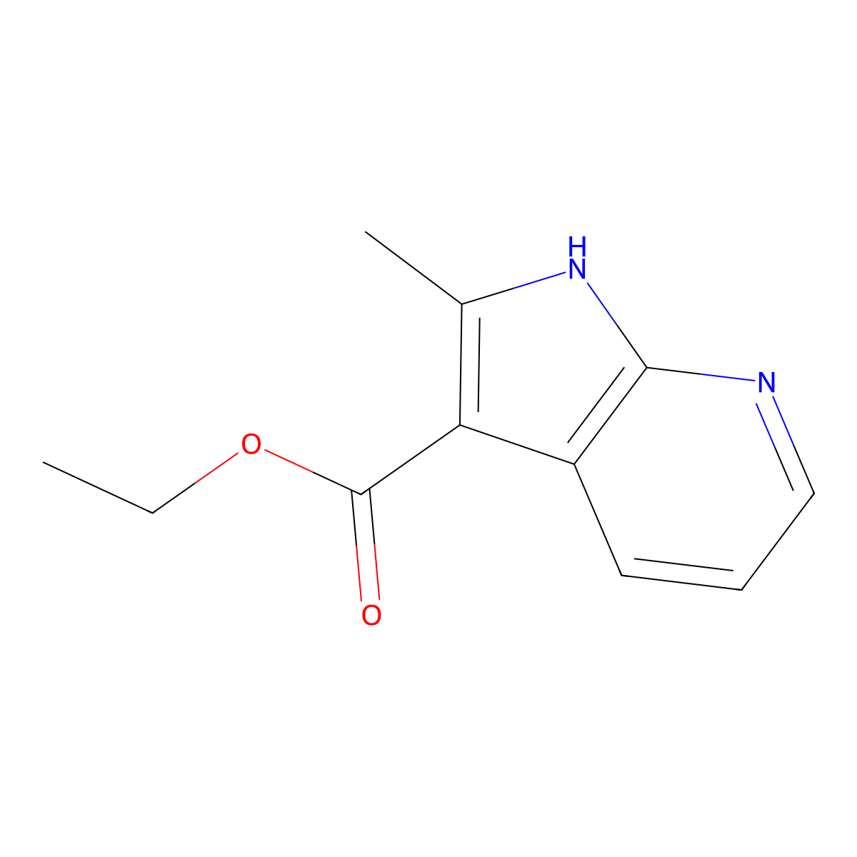 ethyl 2-methyl-1H-pyrrolo[2,3-b]pyridine-3-carboxylate molecular structure, CAS 1855028-85-1