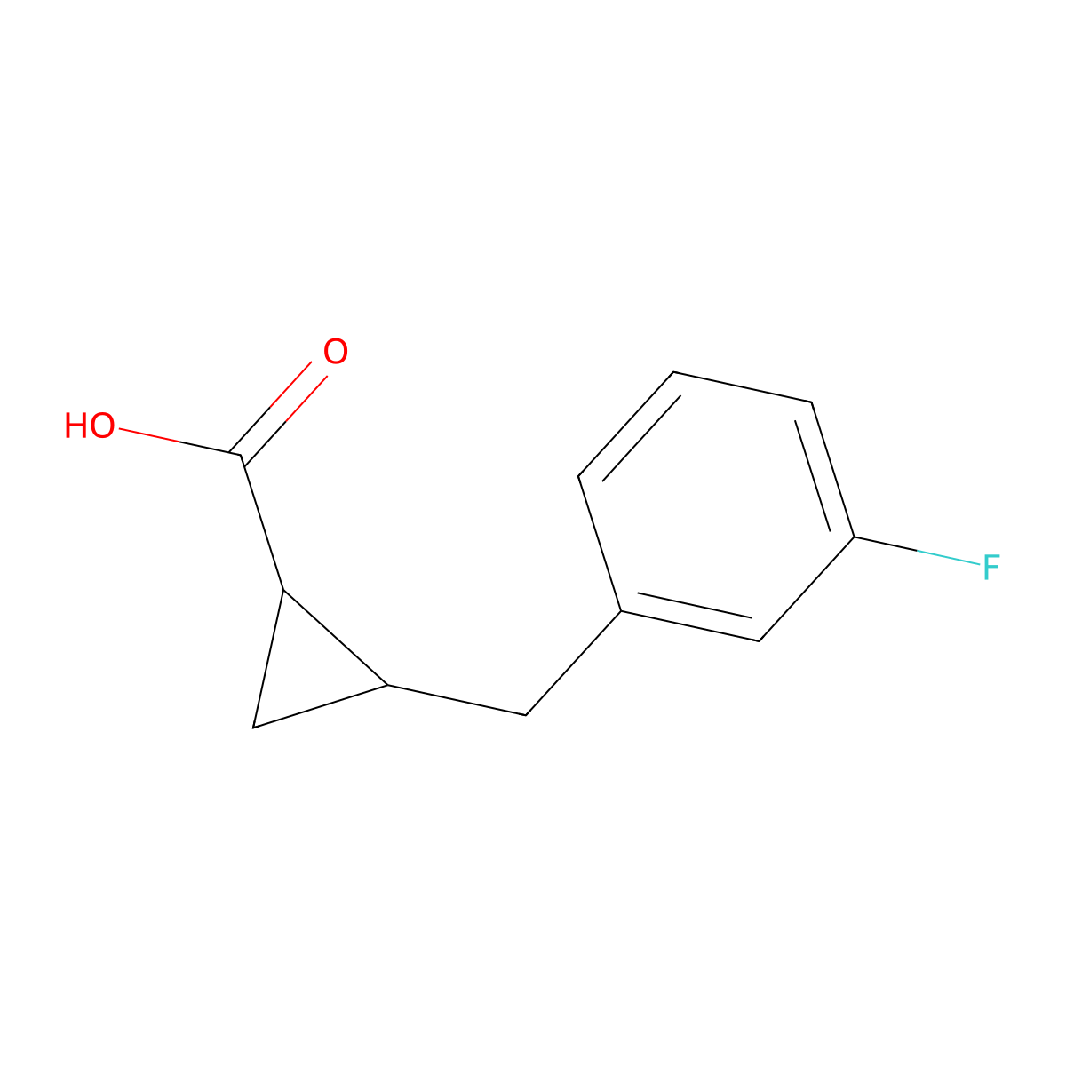 rac-(1R,2S)-2-[(3-fluorophenyl)methyl]cyclopropane-1-carboxylic acid molecular structure, CAS 1855035-81-2