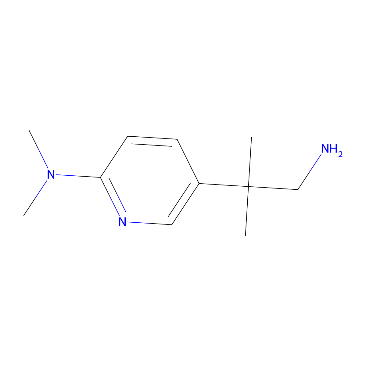 5-(1-amino-2-methylpropan-2-yl)-N,N-dimethylpyridin-2-amine molecular structure, CAS 1855133-14-0