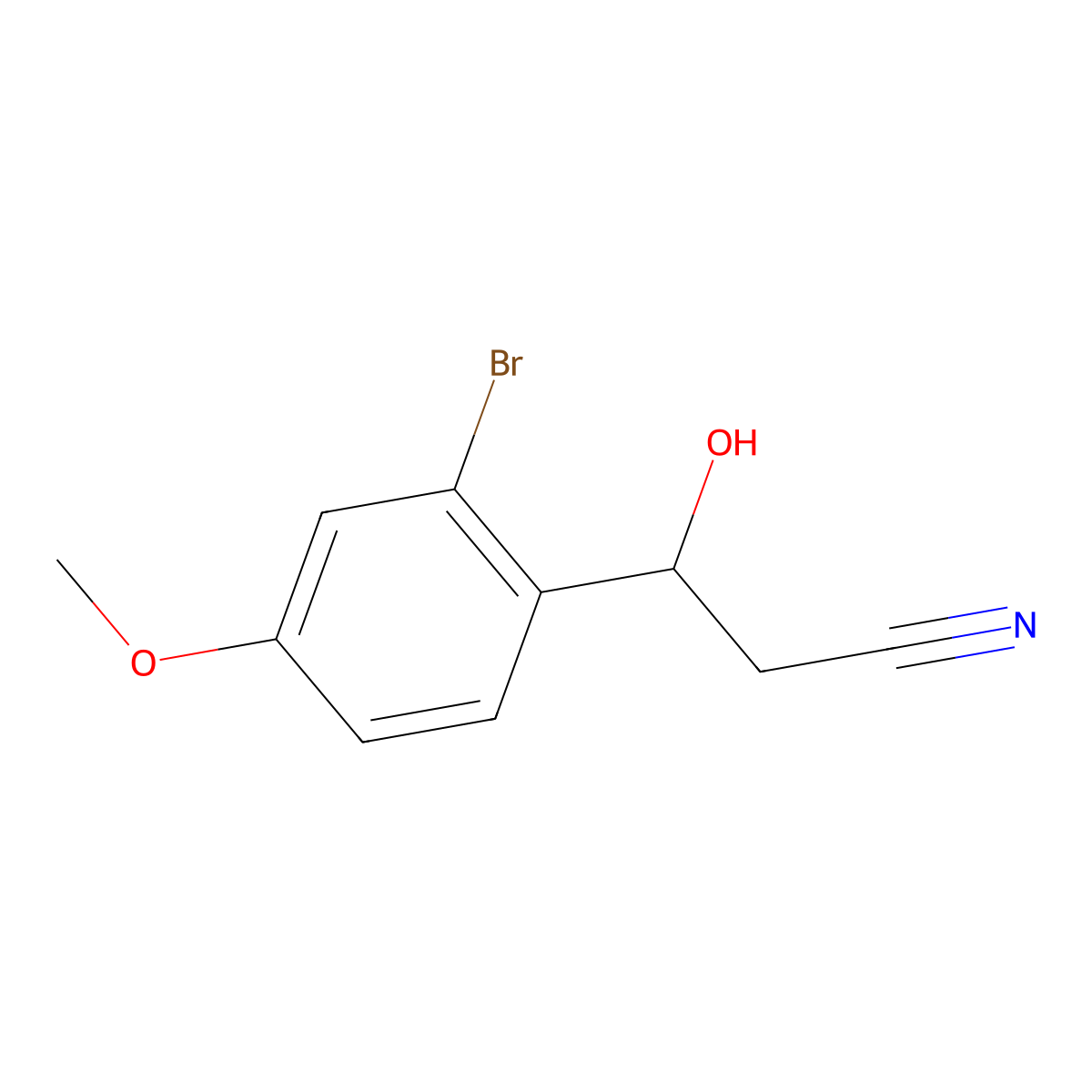 3-(2-Bromo-4-methoxyphenyl)-3-hydroxypropanenitrile molecular structure, CAS 1855193-17-7