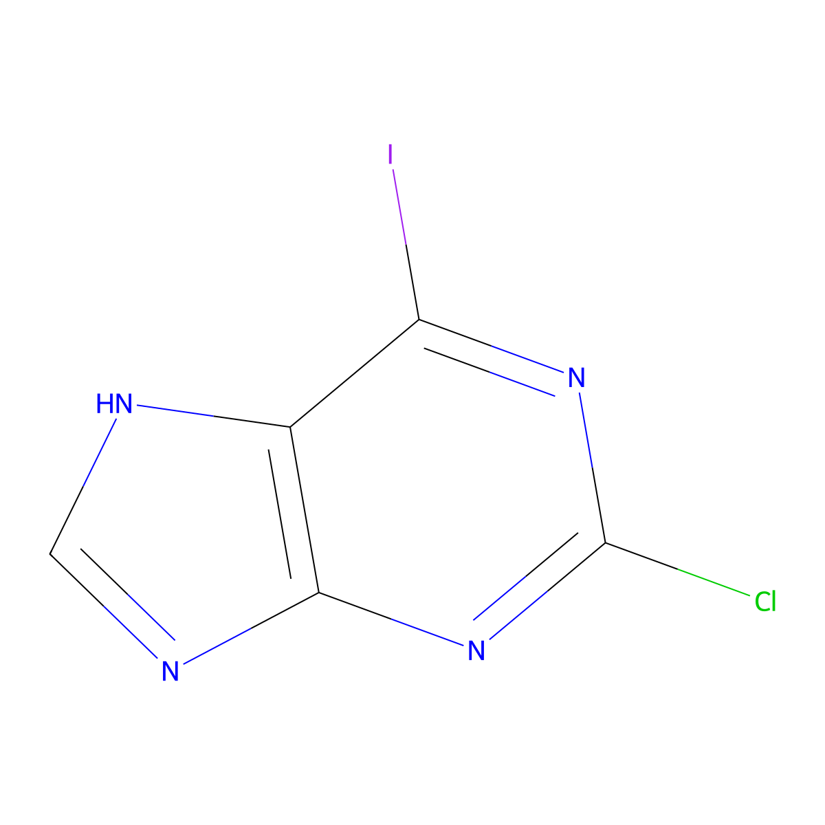 2-Chloro-6-iodo-9H-purine molecular structure, CAS 18552-88-0