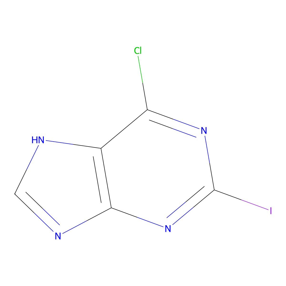 6-Chloro-2-iodopurine molecular structure, CAS 18552-90-4