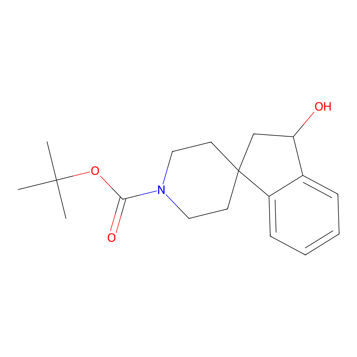 Tert-butyl 3-hydroxyspiro[indan-1,4'-piperidine]-1'-carboxylate molecular structure, CAS 185525-42-2