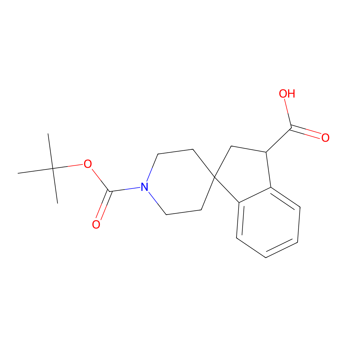 1'-(Tert-butoxycarbonyl)-2,3-dihydrospiro[indene-1,4'-piperidine]-3-carboxylic acid molecular structure, CAS 185526-32-3