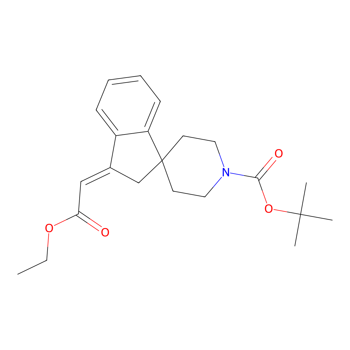 tert-Butyl 3-(2-ethoxy-2-oxoethylidene)-2H-spiro[indene-1,4'-piperidine]-1'-carboxylate molecular structure, CAS 185526-65-2