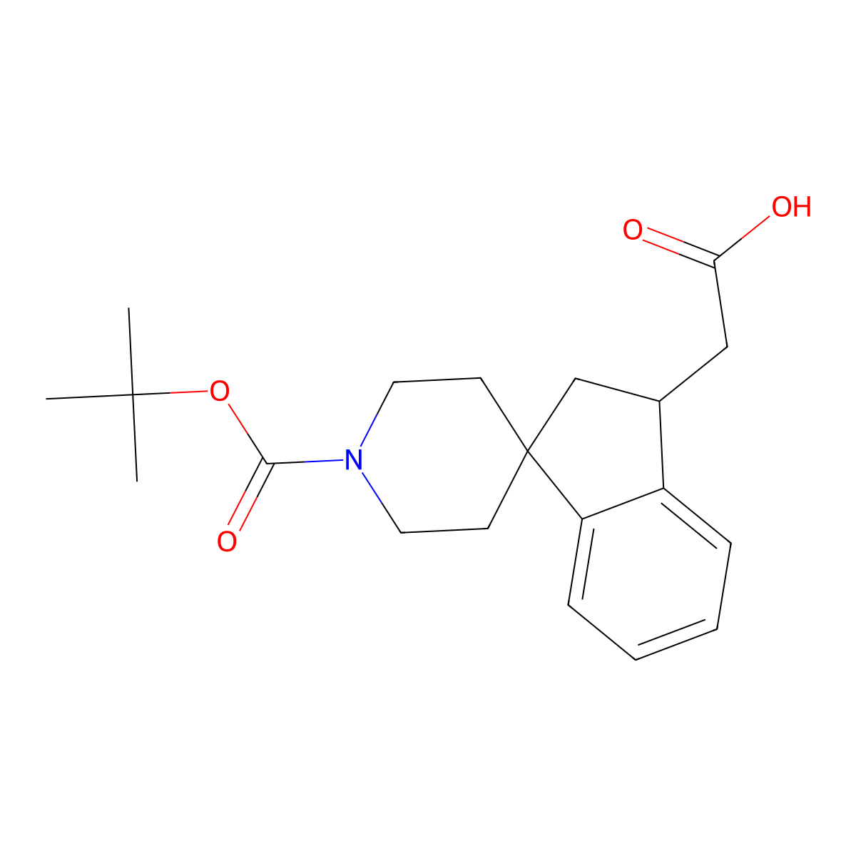 2-(1'-(tert-Butoxycarbonyl)-2,3-dihydrospiro[indene-1,4'-piperidin]-3-yl)acetic acid molecular structure, CAS 185526-66-3