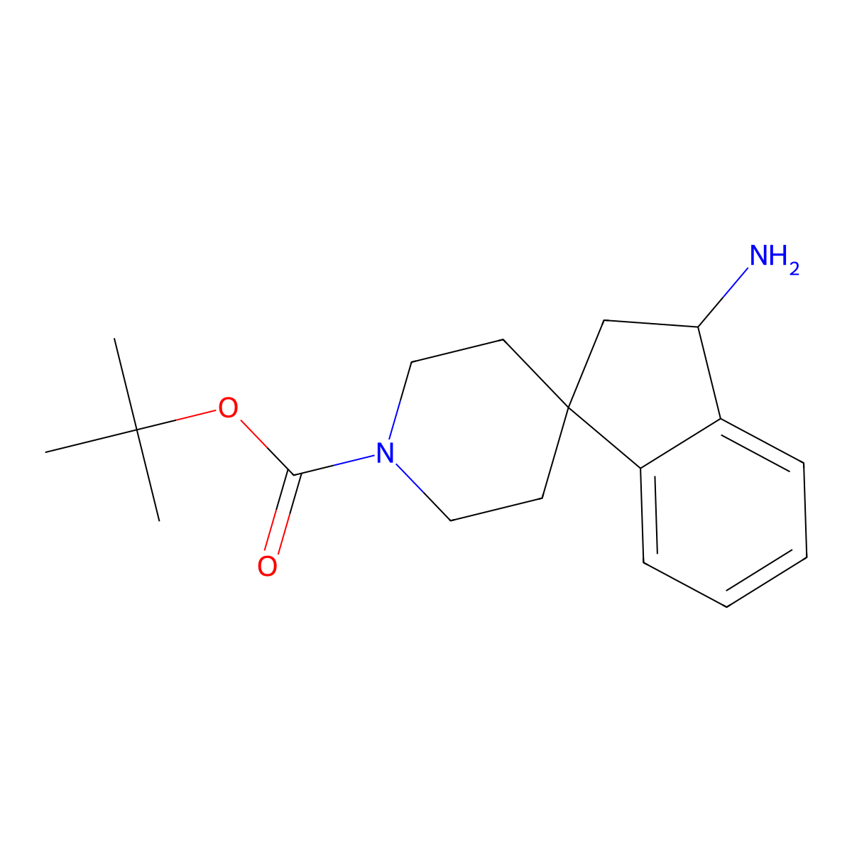 Tert-butyl 3-amino-2,3-dihydrospiro[indene-1,4'-piperidine]-1'-carboxylate molecular structure, CAS 185527-11-1
