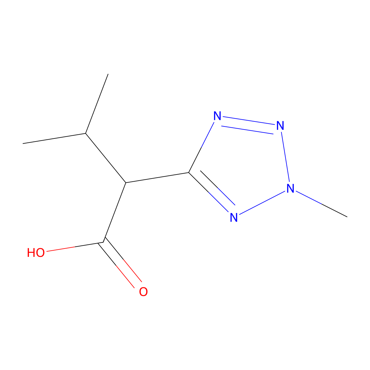 3-methyl-2-(2-methyl-2H-1,2,3,4-tetrazol-5-yl)butanoic acid molecular structure, CAS 1855316-15-2