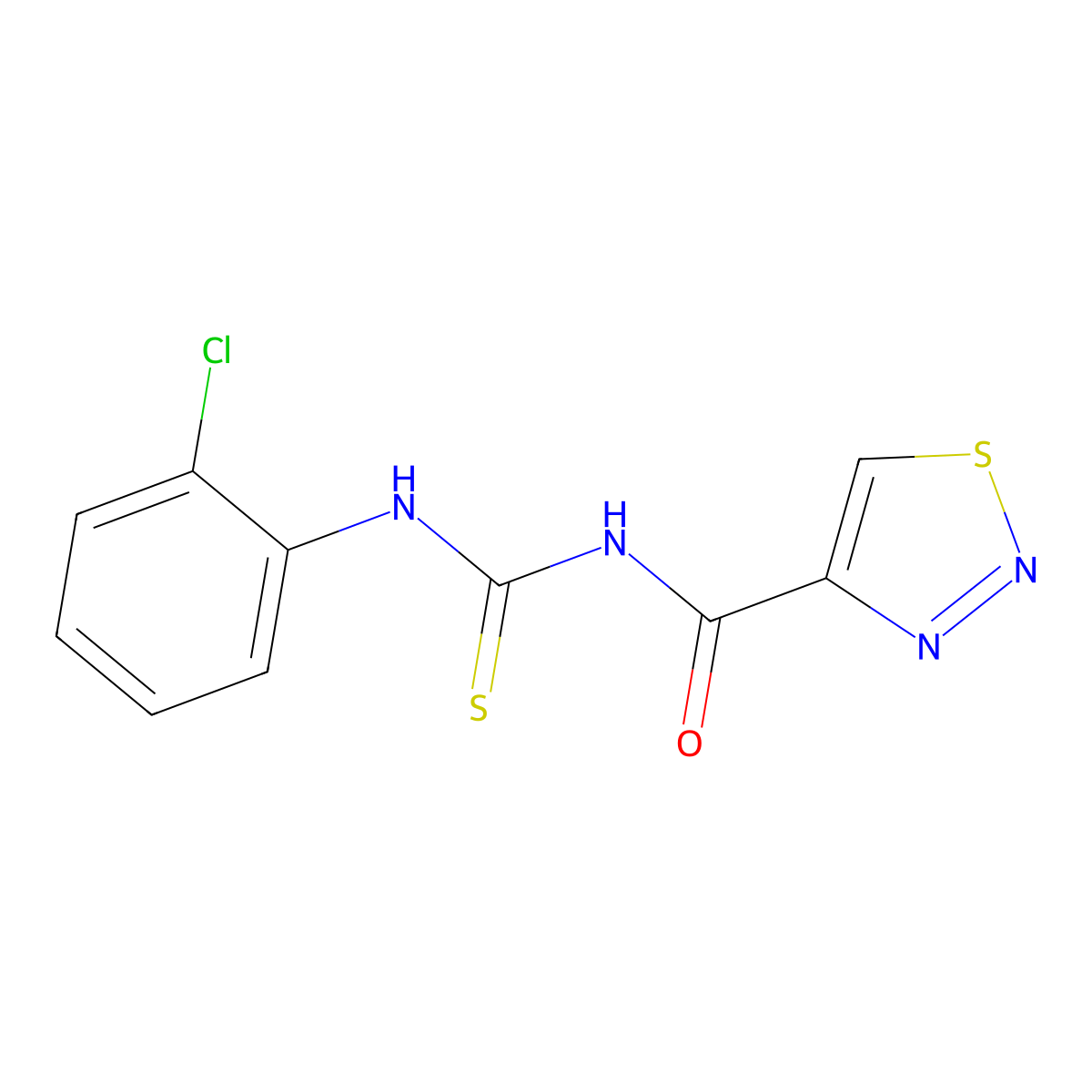 N-(2-chlorophenyl)-N'-(1,2,3-thiadiazol-4-ylcarbonyl)thiourea molecular structure, CAS 185539-74-6