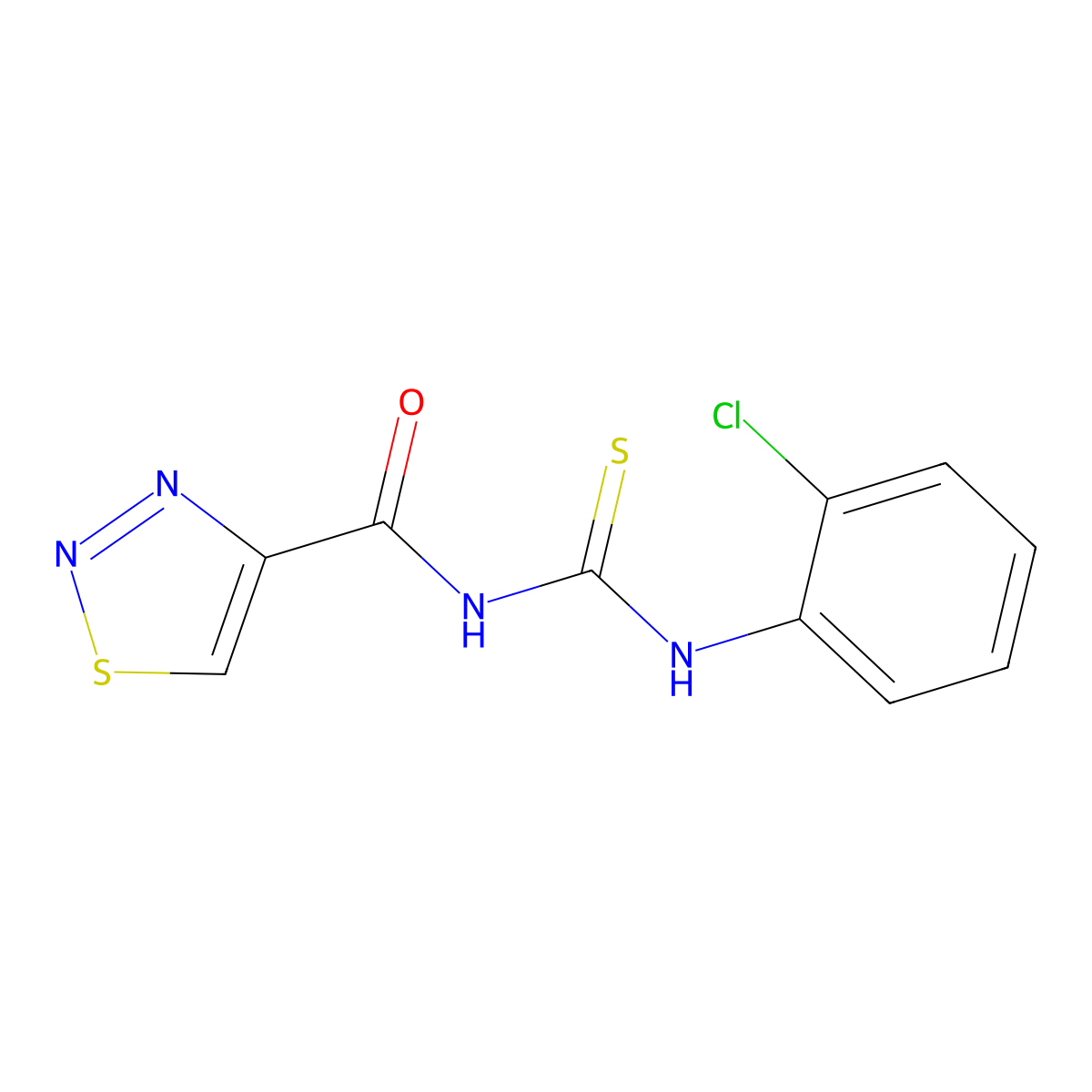 N-(2-chlorophenyl)-N'-(1,2,3-thiadiazol-4-ylcarbonyl)thiourea molecular structure, CAS 185539-74-6