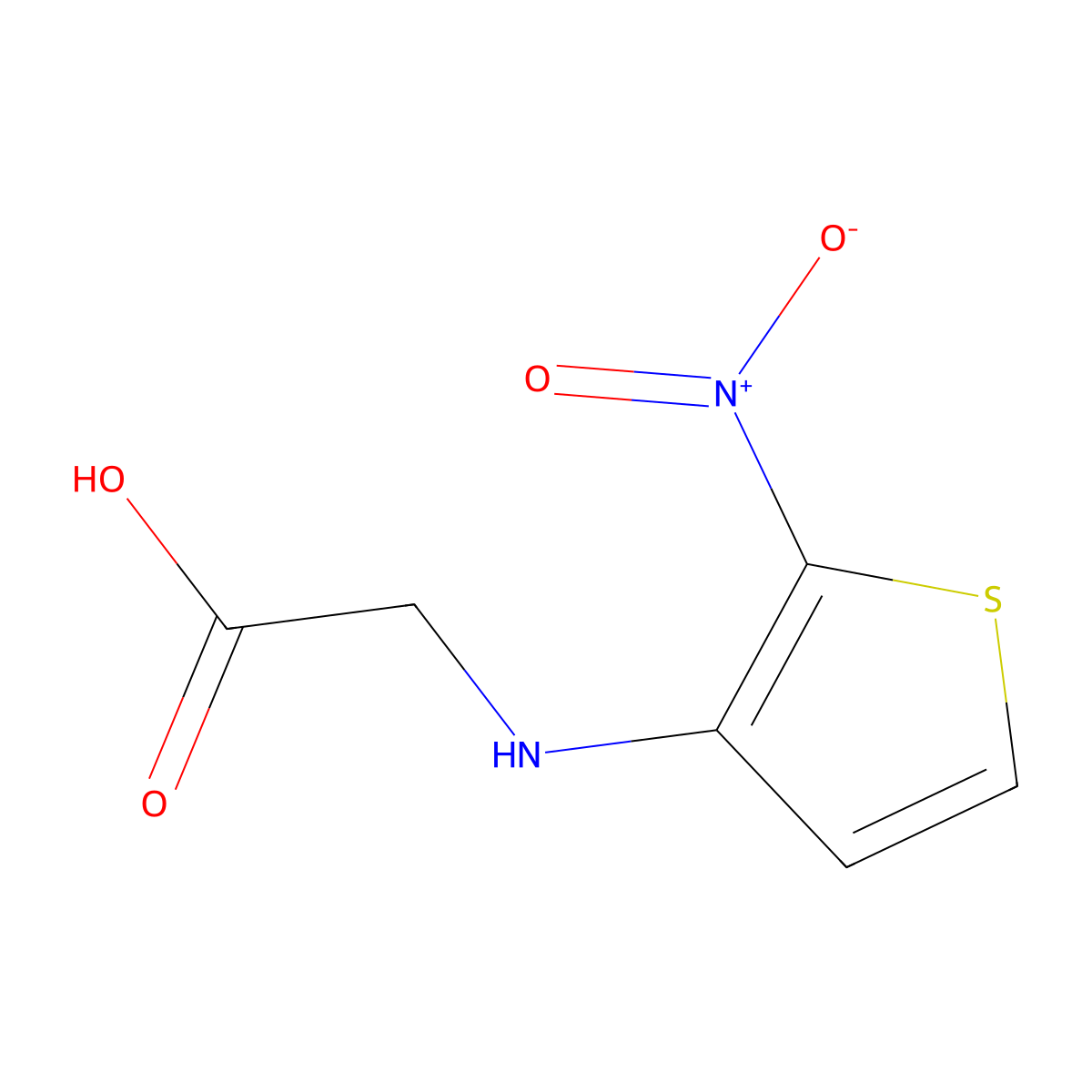2-[(2-Nitrothiophen-3-yl)amino]acetic acid molecular structure, CAS 1855395-44-6
