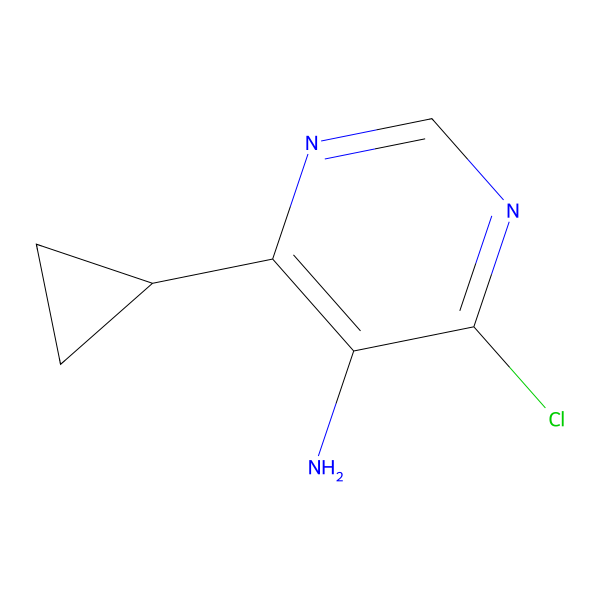 4-Chloro-6-cyclopropylpyrimidin-5-amine molecular structure, CAS 1855518-17-0