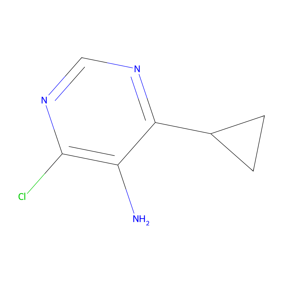 4-Chloro-6-cyclopropylpyrimidin-5-amine molecular structure, CAS 1855518-17-0