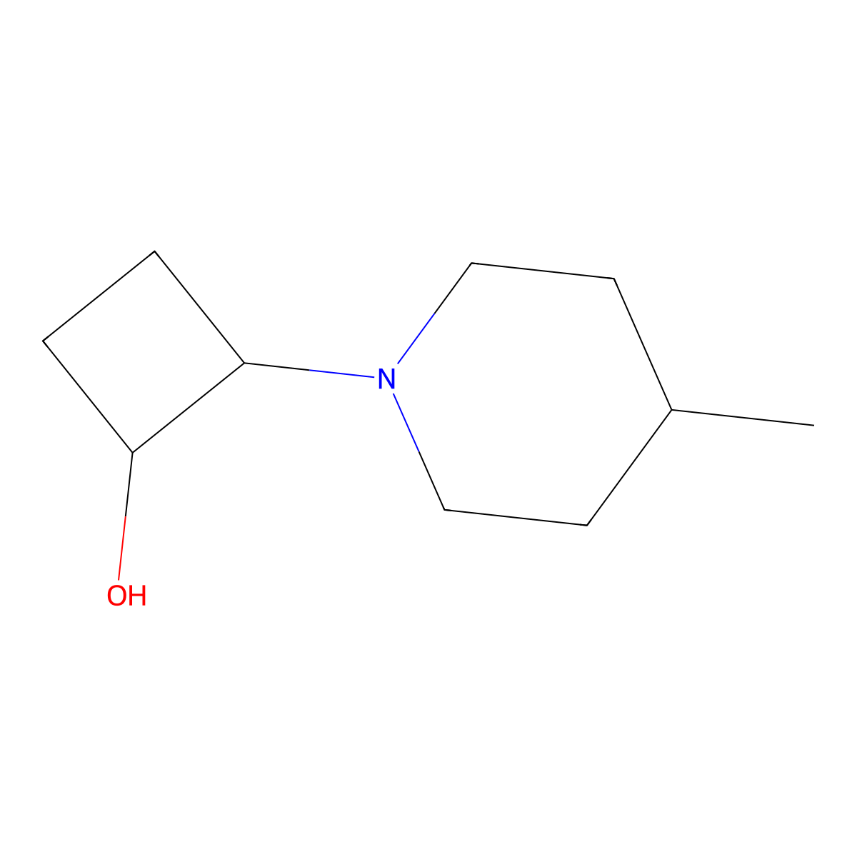 2-(4-Methylpiperidin-1-yl)cyclobutan-1-ol molecular structure, CAS 1855554-71-0